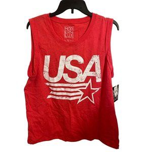 Men's USA Graphic Muscle Shirt -  Modern lux Red 1X